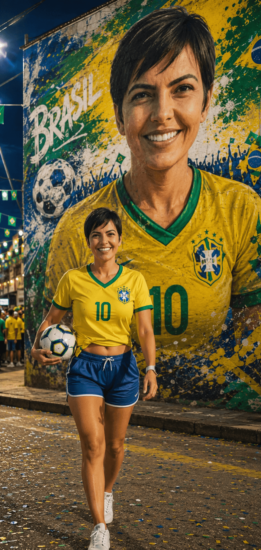 Montagem da copa com foto mais retrato na parede